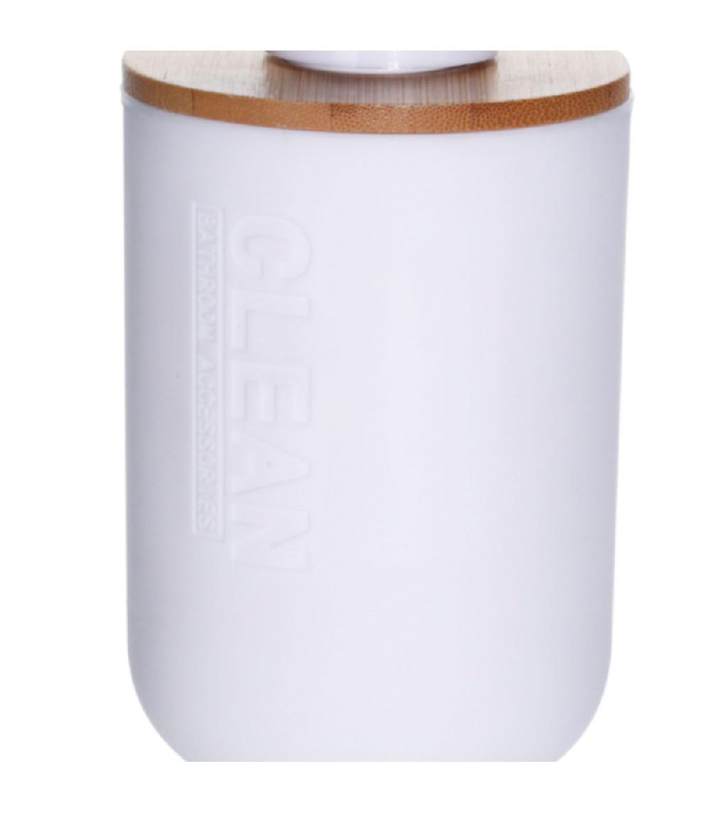 Wadiga Distributeur De Savon Blanc Et Bambou - 7x16cm