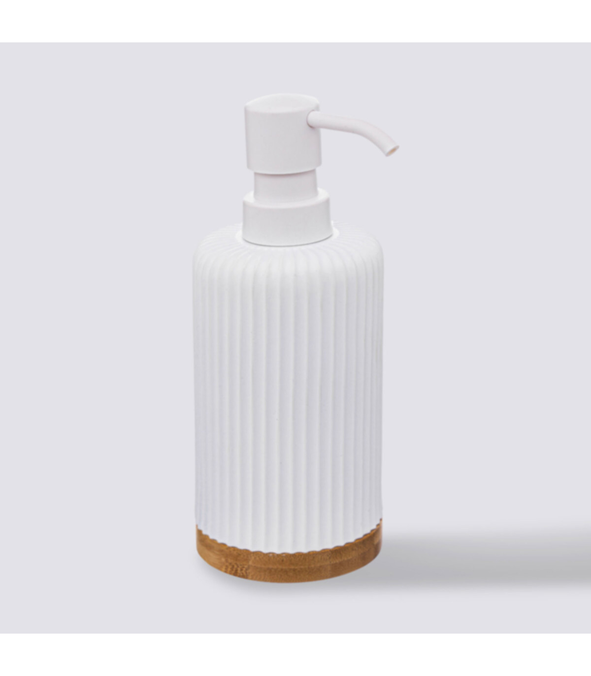 Wadiga Distributeur De Savon Blanc Et Bambou - 7x18cm