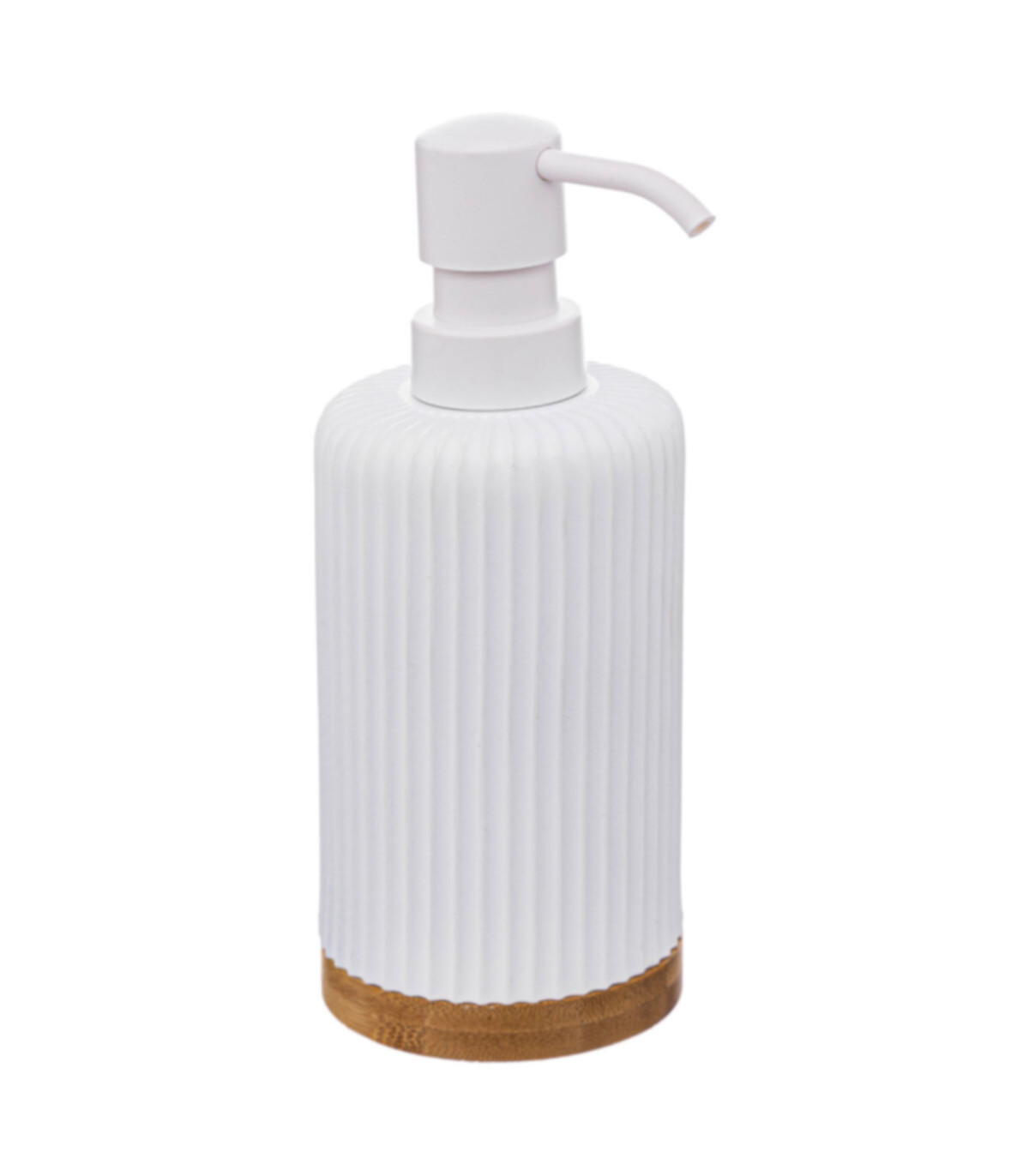 wadiga Distributeur de savon blanc et bambou - 7x18cm