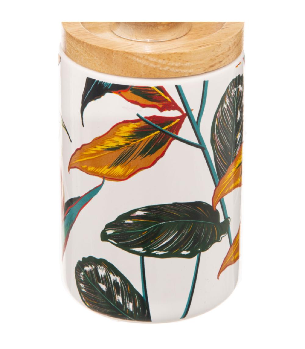 Wadiga Distributeur De Savon Céramique Feuillage Exotique - 7.5x18cm