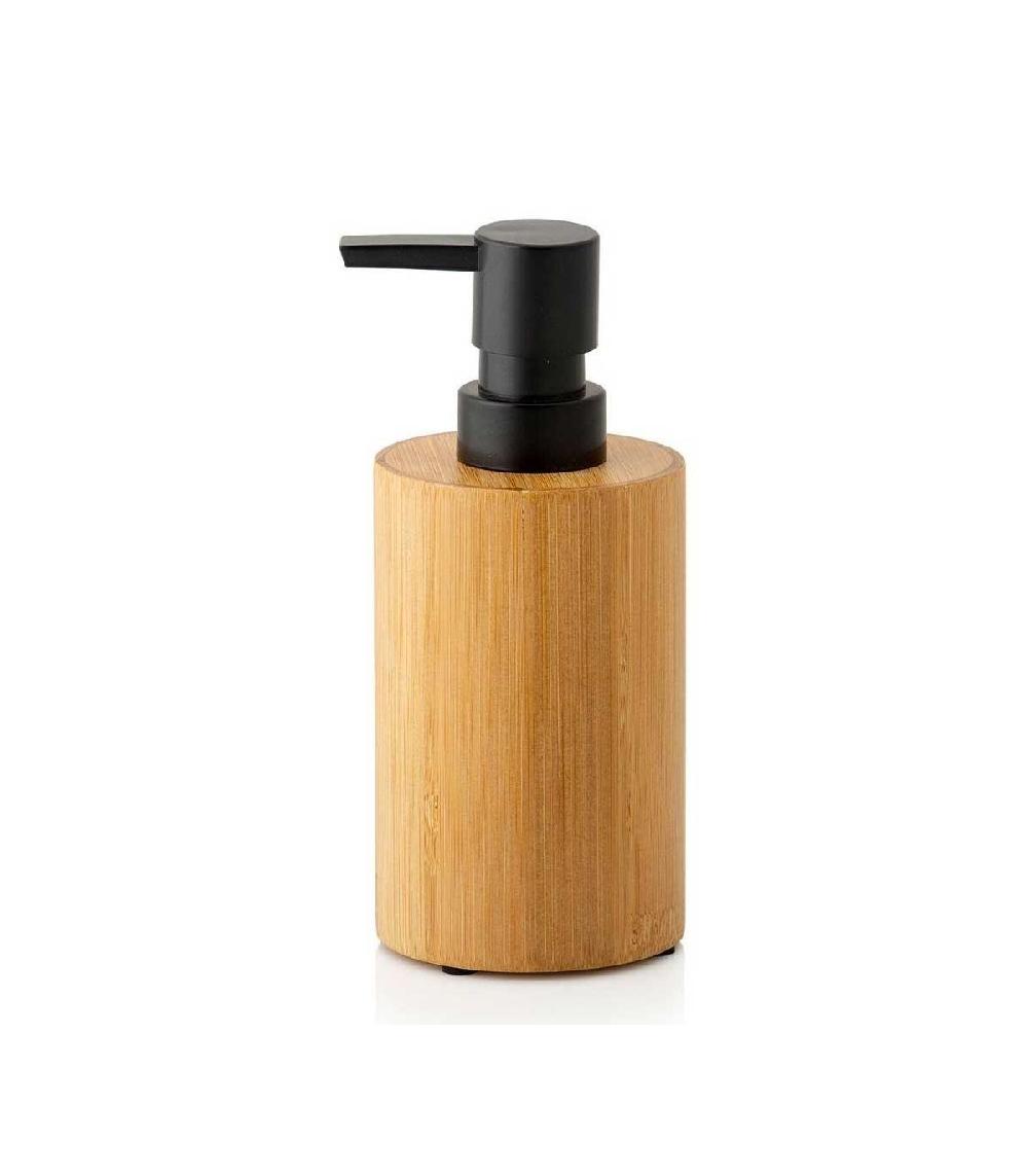 wadiga Distributeur de Savon en Bambou et Polyrésine Noire