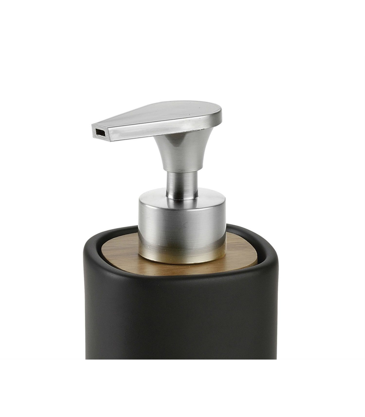 Wadiga Distributeur De Savon En Céramique Noire Et Acacia