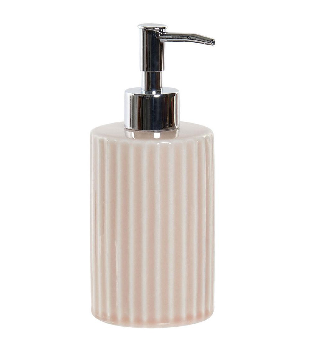 wadiga Distributeur de Savon en Céramique Rose et ABS Chromé