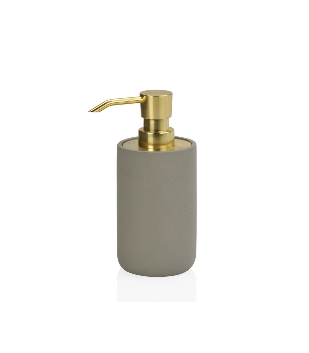 wadiga Distributeur de Savon en Ciment Gris et Métal Doré