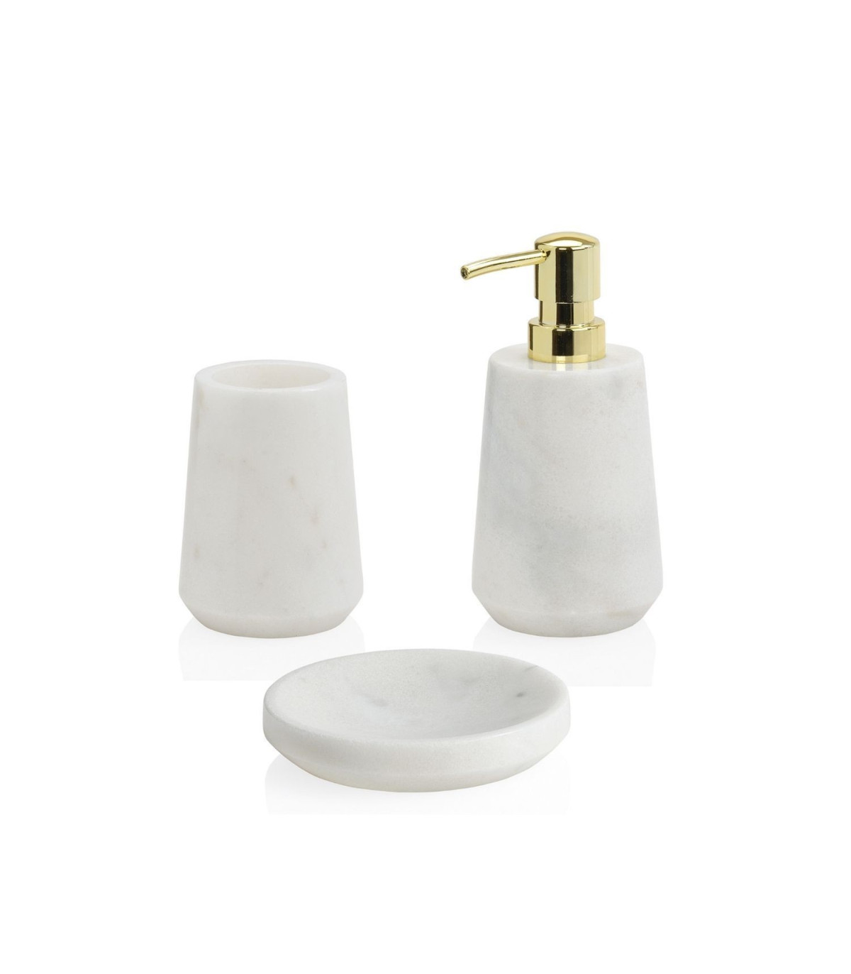 Wadiga Distributeur De Savon En Marbre Blanc Et Bec Doré