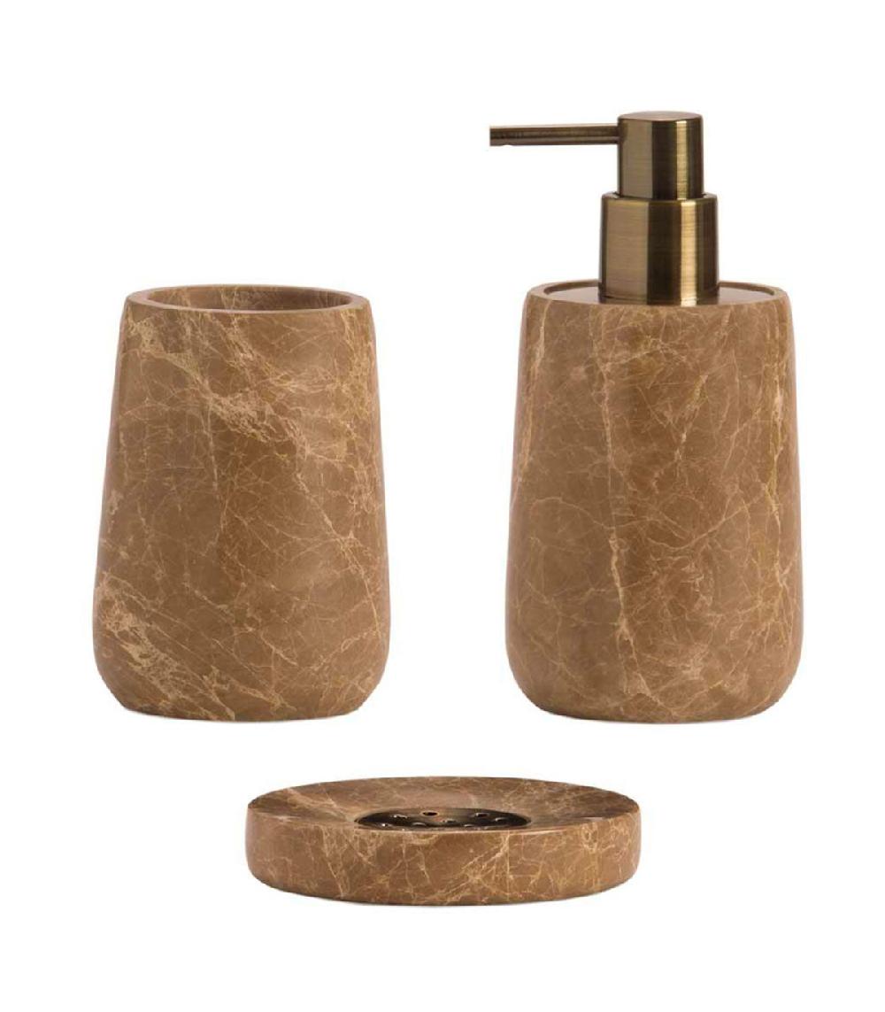 Wadiga Distributeur De Savon En Marbre Brun 8x8x16.5cm