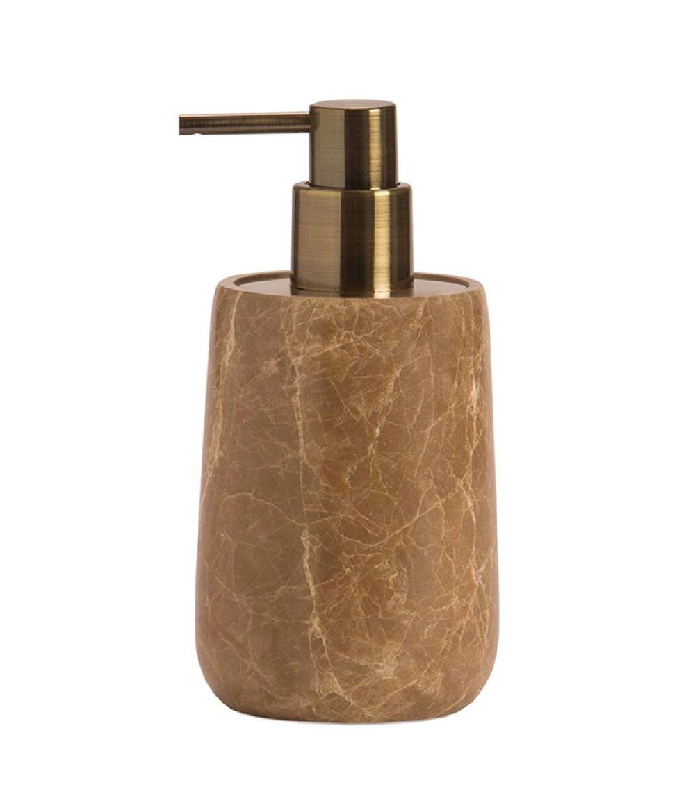 wadiga Distributeur de savon en marbre brun 8x8x16.5cm