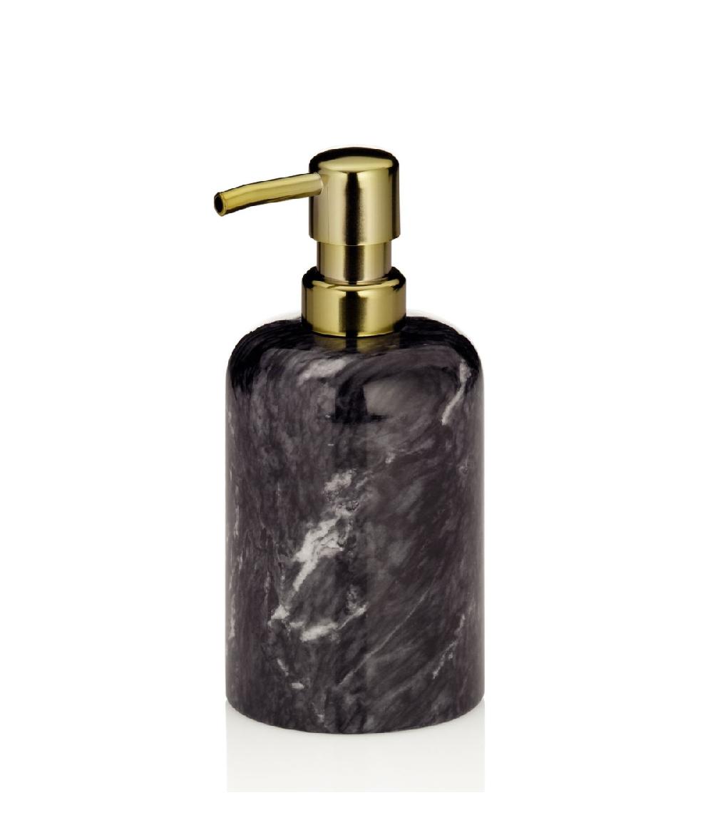 wadiga Distributeur de Savon en Marbre Noir et Métal Doré