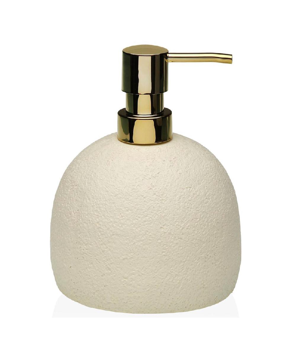 wadiga Distributeur de savon en résine beige et doré 7.5X7.5x10.5cm