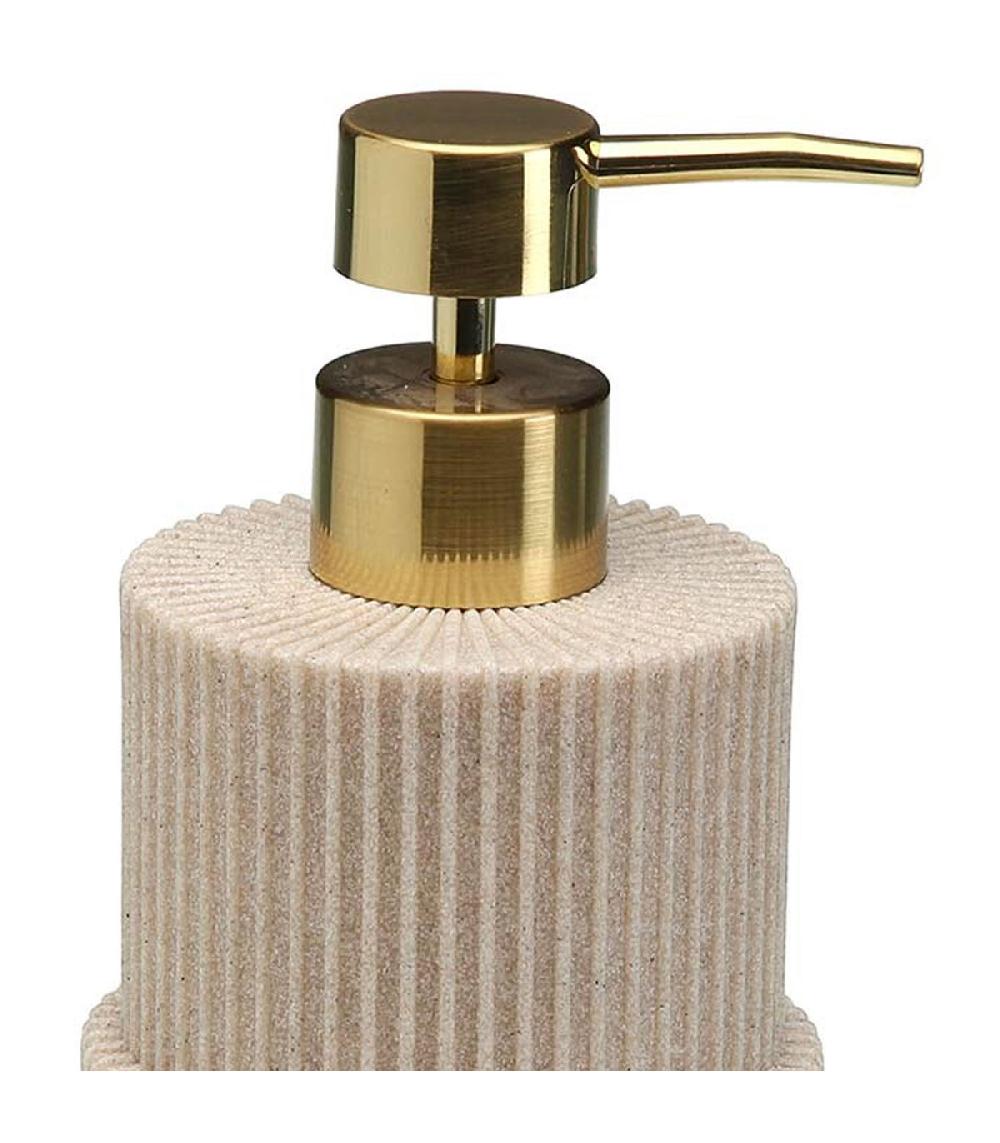 Wadiga Distributeur De Savon En Résine Beige Stries 7.5x7.5x10.5cm