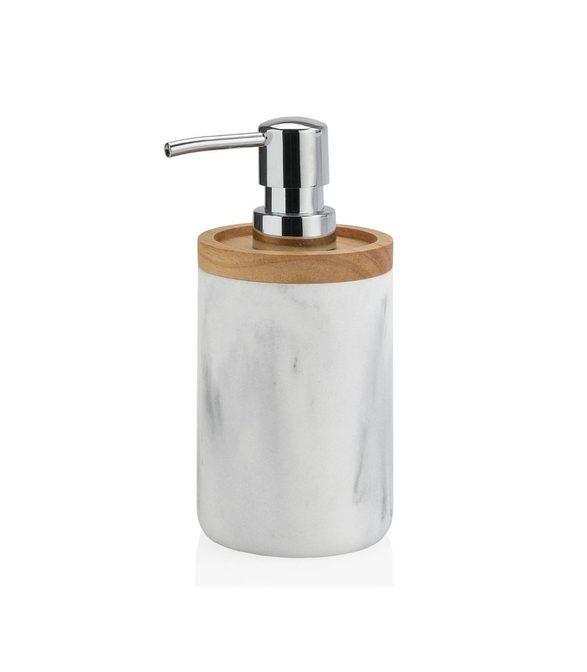wadiga Distributeur de Savon en Résine Effet Marbre Blanc et Bois