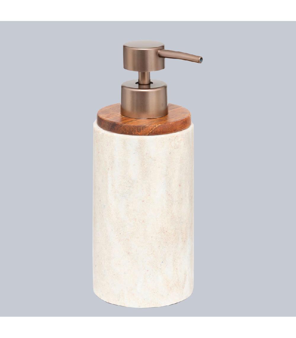 Wadiga Distributeur De Savon En Résine Effet Marbre Et Bois 7x7x19cm