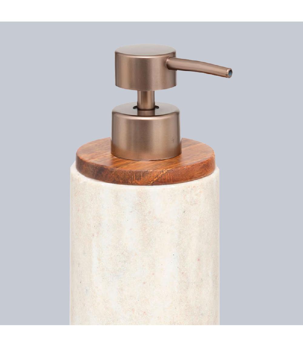 Wadiga Distributeur De Savon En Résine Effet Marbre Et Bois 7x7x19cm