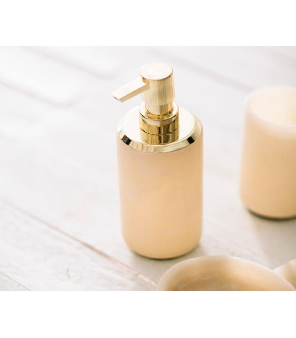 Wadiga Distributeur De Savon En Résine Effet Marbre Rose Et Métal Doré Rosy