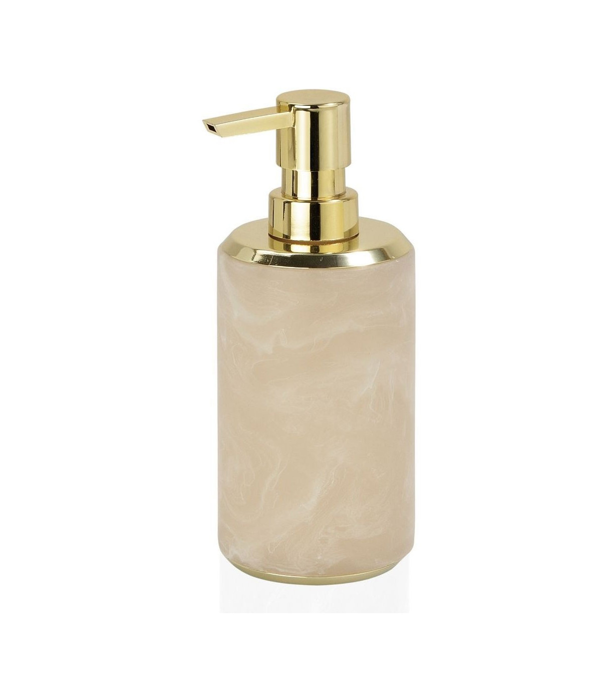 wadiga Distributeur de Savon en Résine Effet Marbre Rose et Métal Doré Rosy