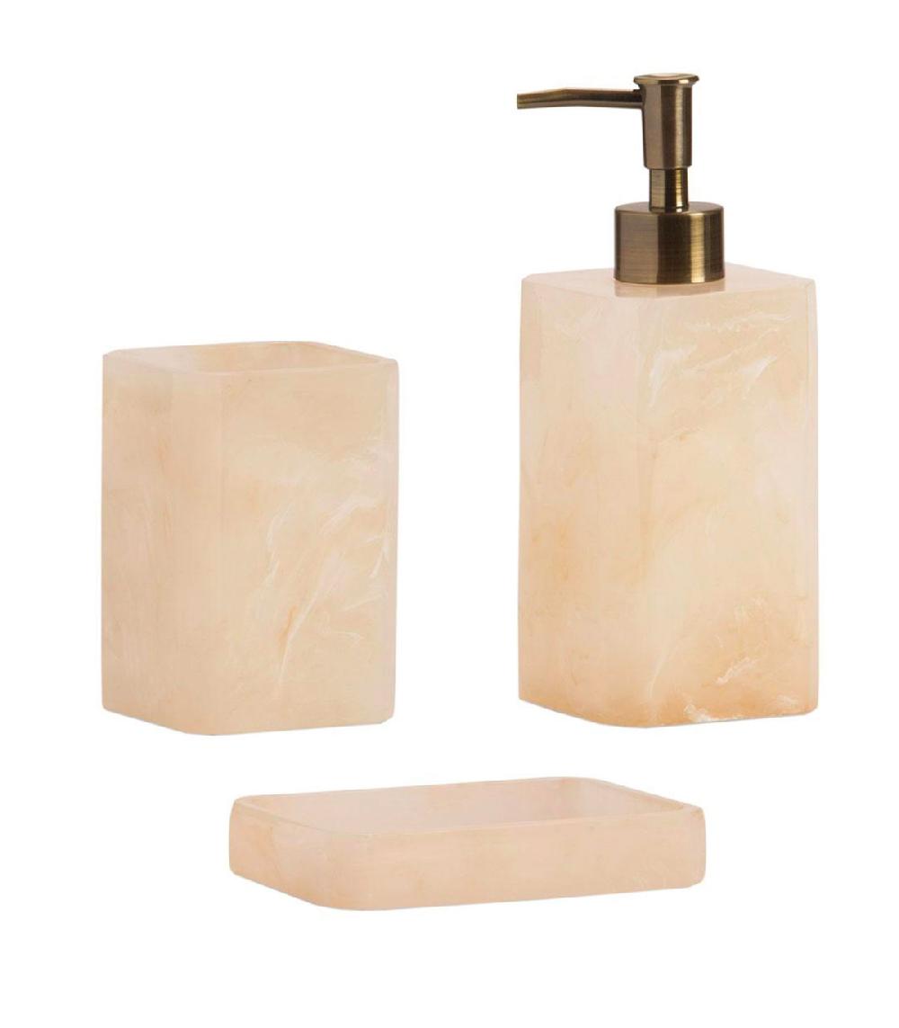 Wadiga Distributeur De Savon En Résine Effet Nacre 7.5x7.5x19cm