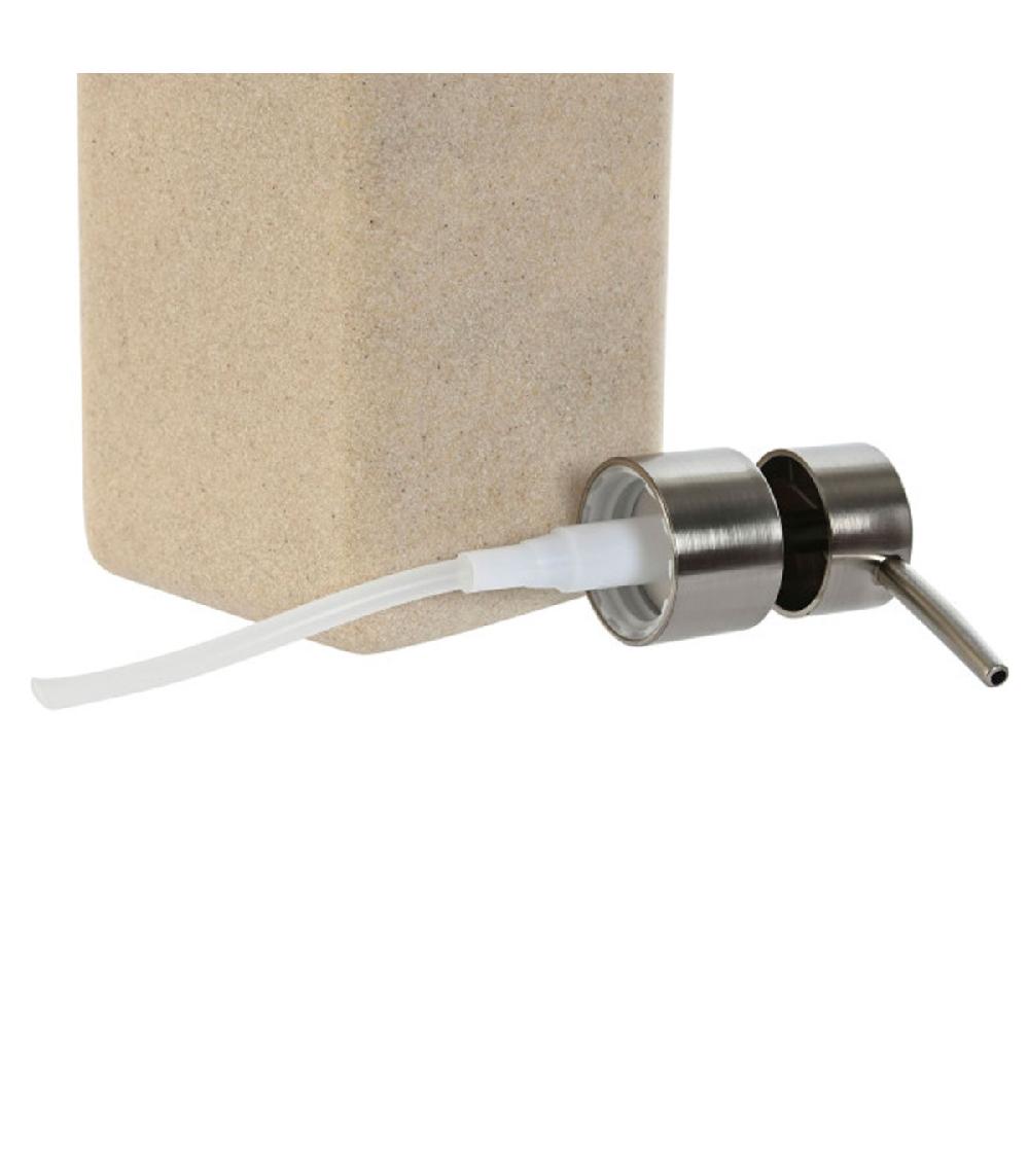 Wadiga Distributeur De Savon En Résine Effet Pierre Beige 8x8x18cm