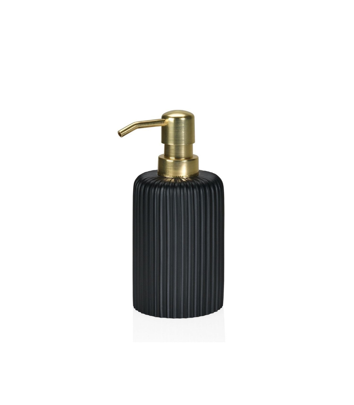 wadiga Distributeur de Savon en Résine Noire et ABS Doré Stripes