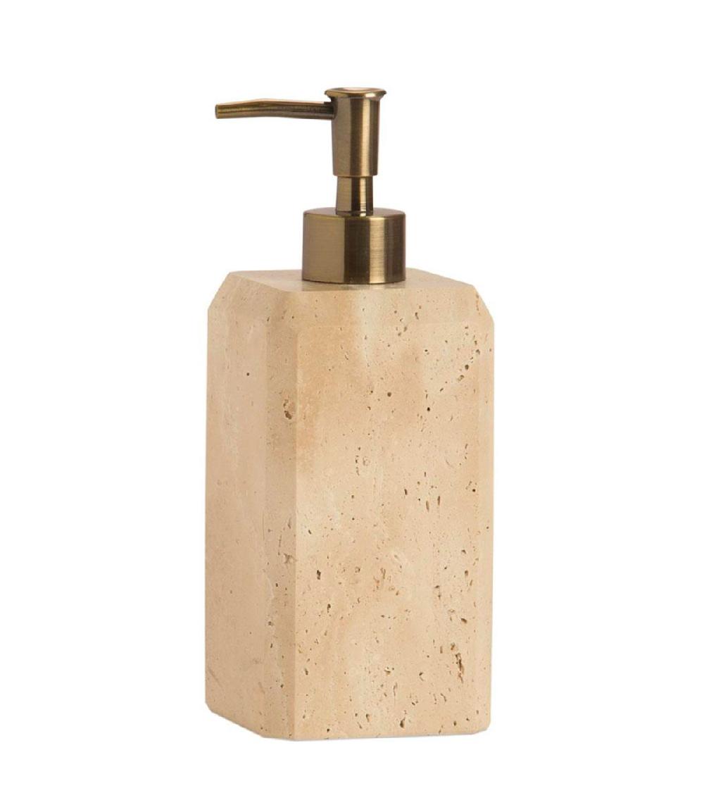 wadiga Distributeur de savon en travertin 7.5x7.5x19cm