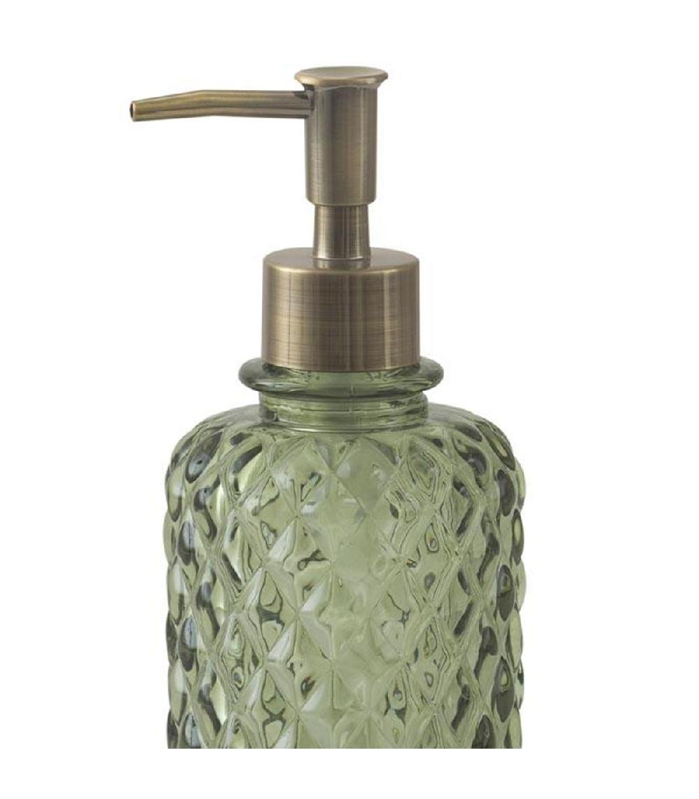 Wadiga Distributeur De Savon En Verre Diamant Vert 7.5x7.5x20cm