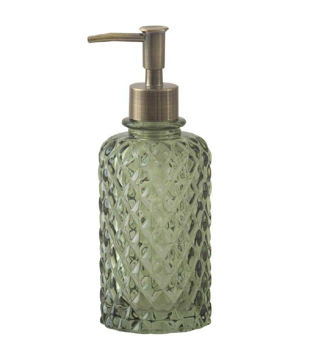 wadiga Distributeur de savon en verre diamant vert 7.5x7.5x20cm