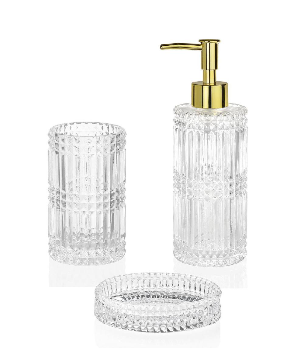 Wadiga Distributeur De Savon En Verre Et Métal Doré Diamond