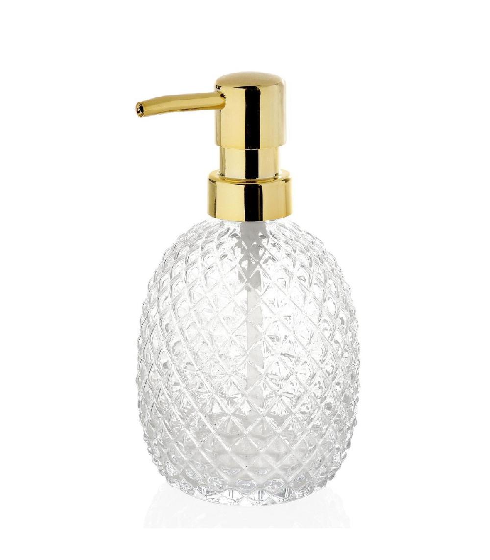wadiga Distributeur de Savon en Verre et Métal Doré Diamond