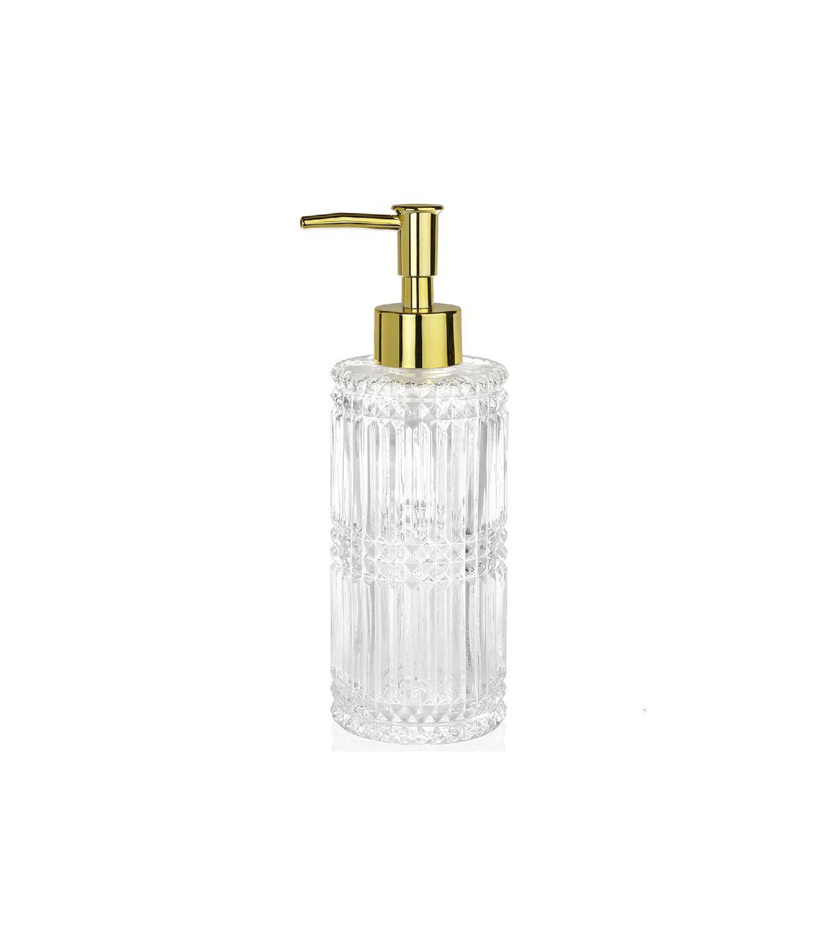 wadiga Distributeur de Savon en Verre et Métal Doré Diamond