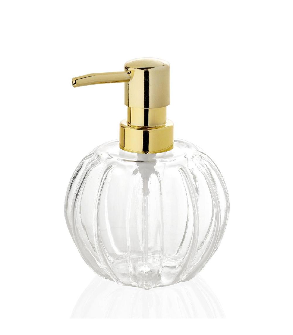 wadiga Distributeur de Savon en Verre et Métal Doré Stripes