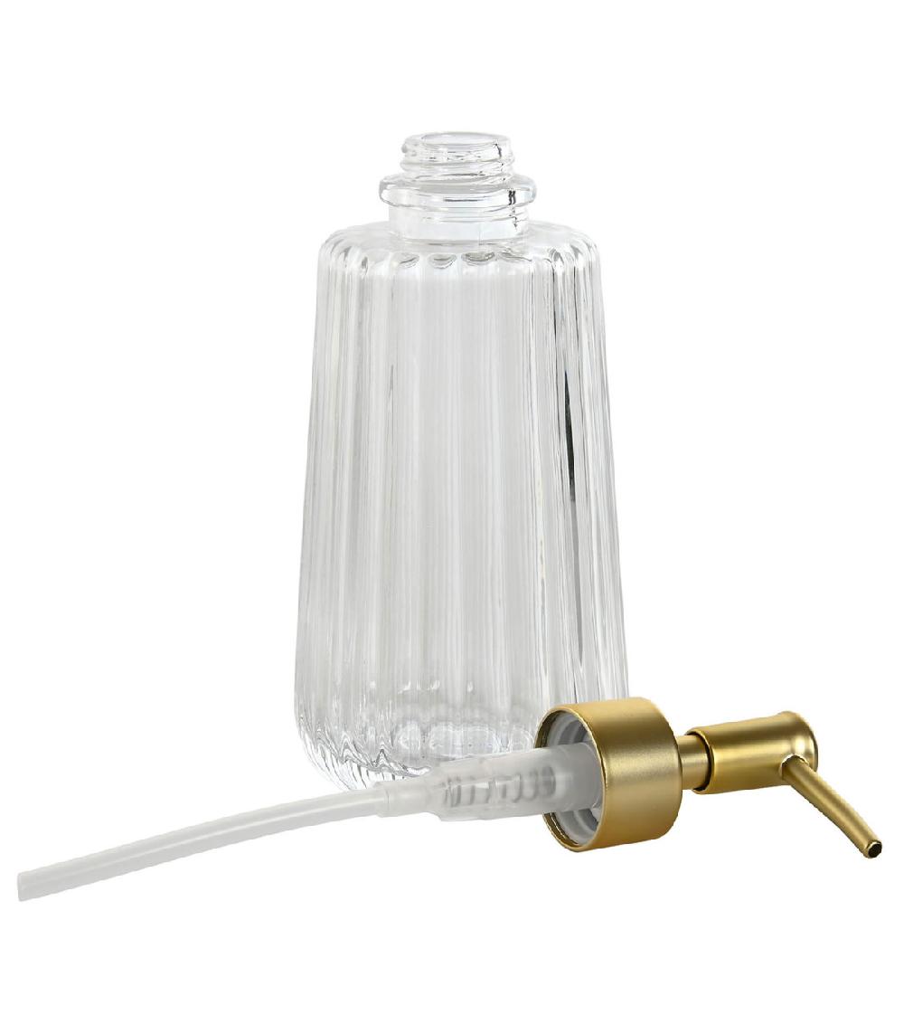 Wadiga Distributeur De Savon En Verre Et Poussoir Doré 8x8x20.5cm