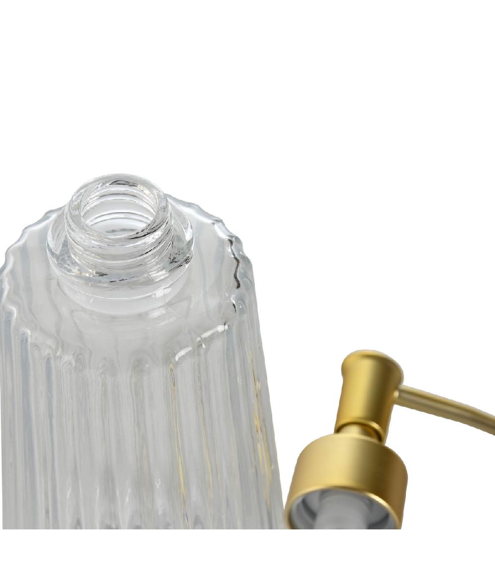 Wadiga Distributeur De Savon En Verre Et Poussoir Doré 8x8x20.5cm
