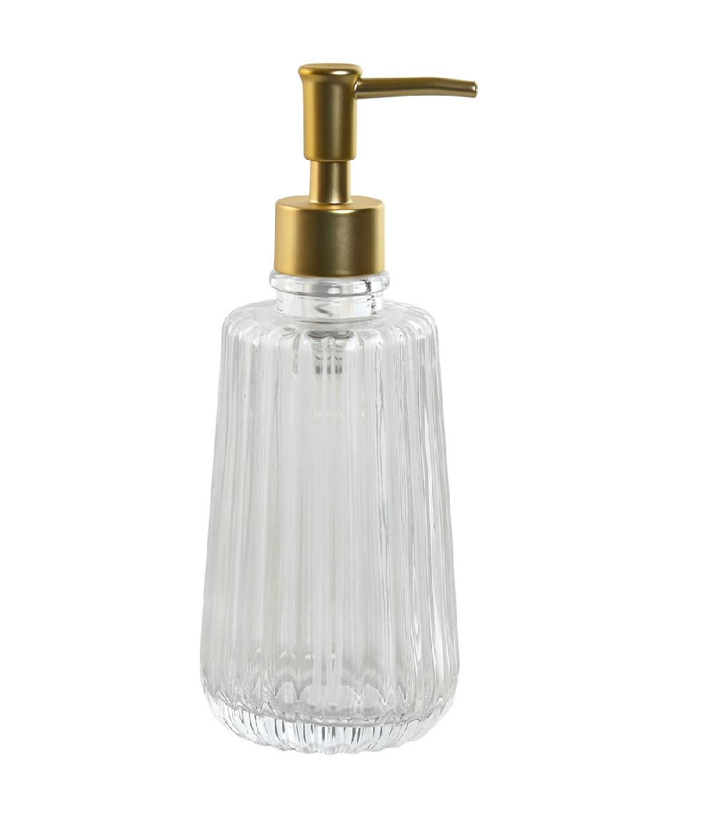 wadiga Distributeur de savon en verre et poussoir doré 8x8x20.5cm