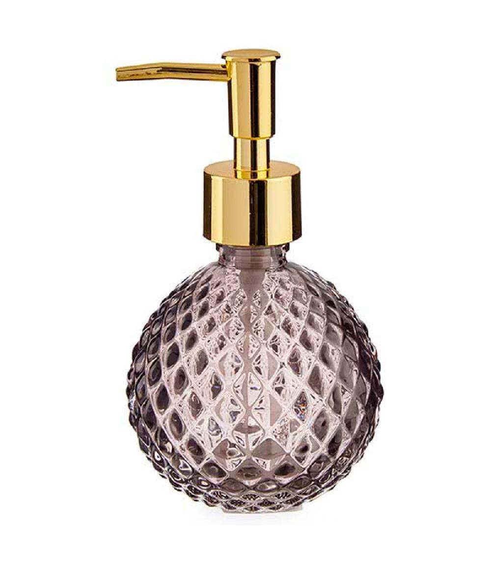 Wadiga Distributeur De Savon En Verre Gris Et Doré Boule 200ml
