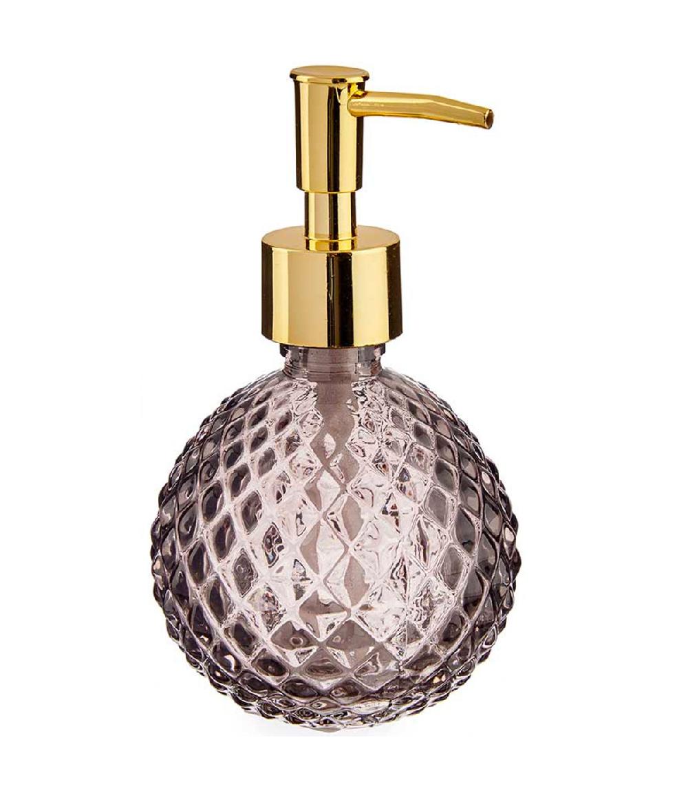 wadiga Distributeur de savon en verre gris et doré boule 200ml