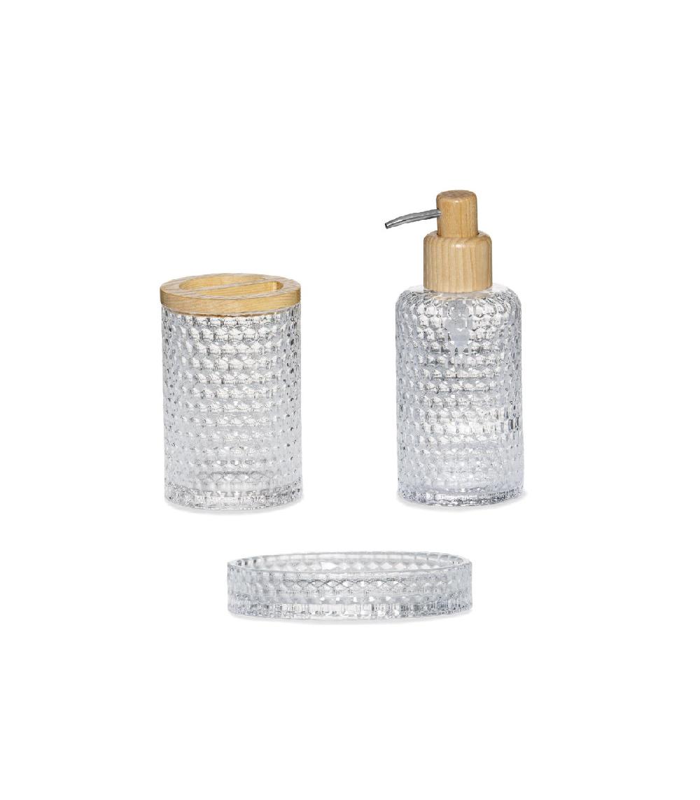 Wadiga Distributeur De Savon En Verre Taillé Et Bois