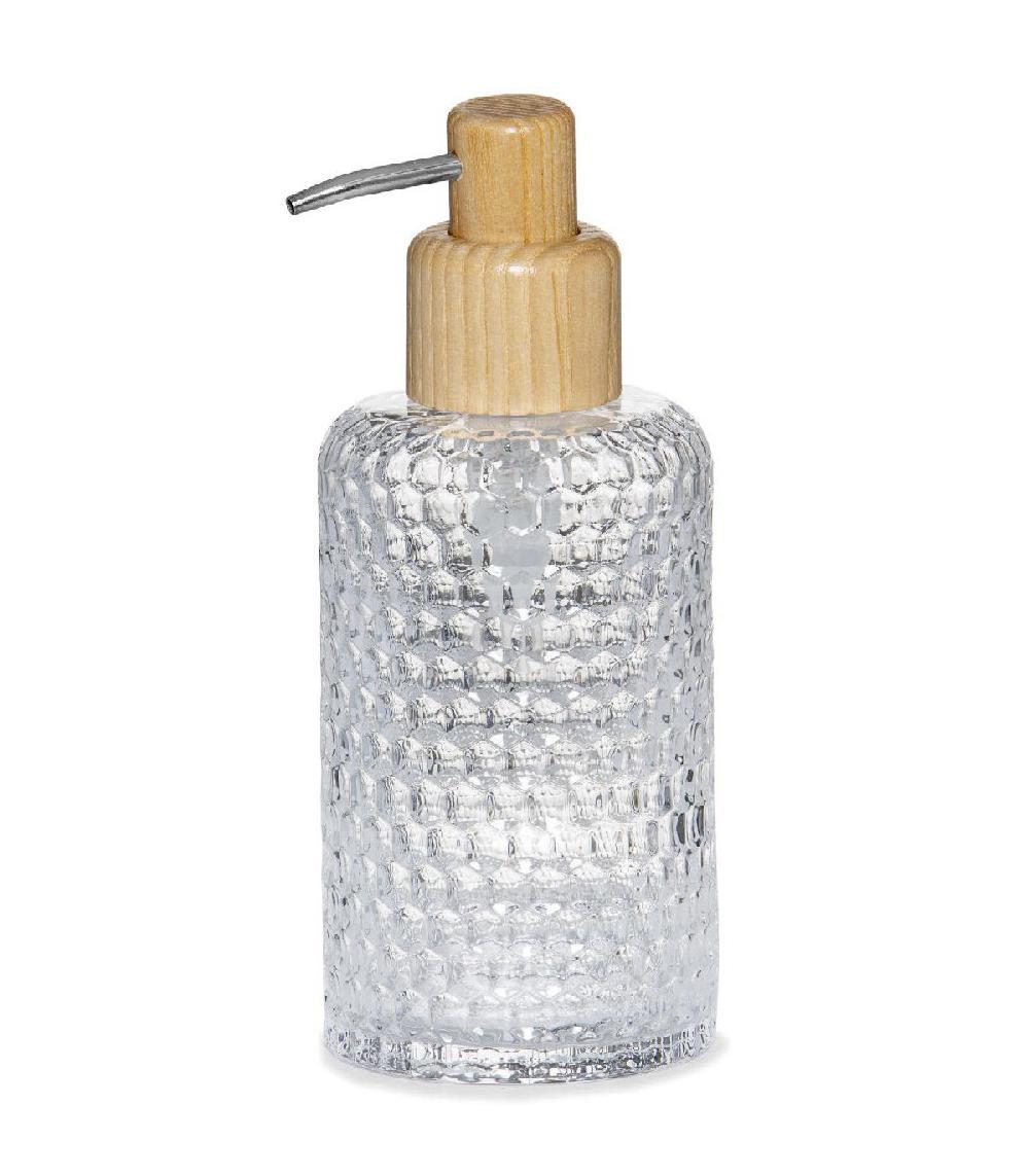 wadiga Distributeur de Savon en Verre Taillé et Bois