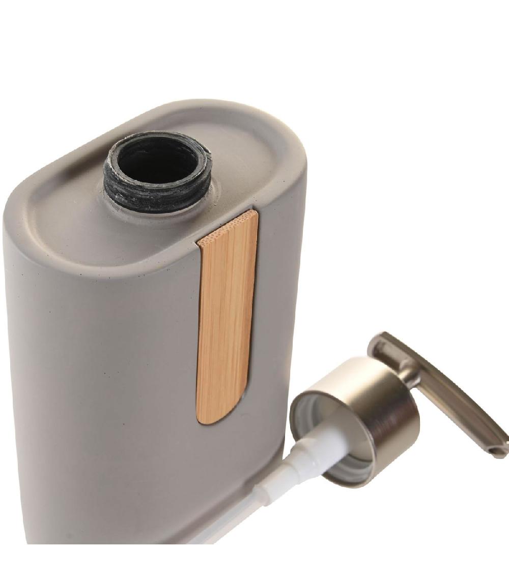 Wadiga Distributeur De Savon Gris Et Bambou 8.5x5x15cm