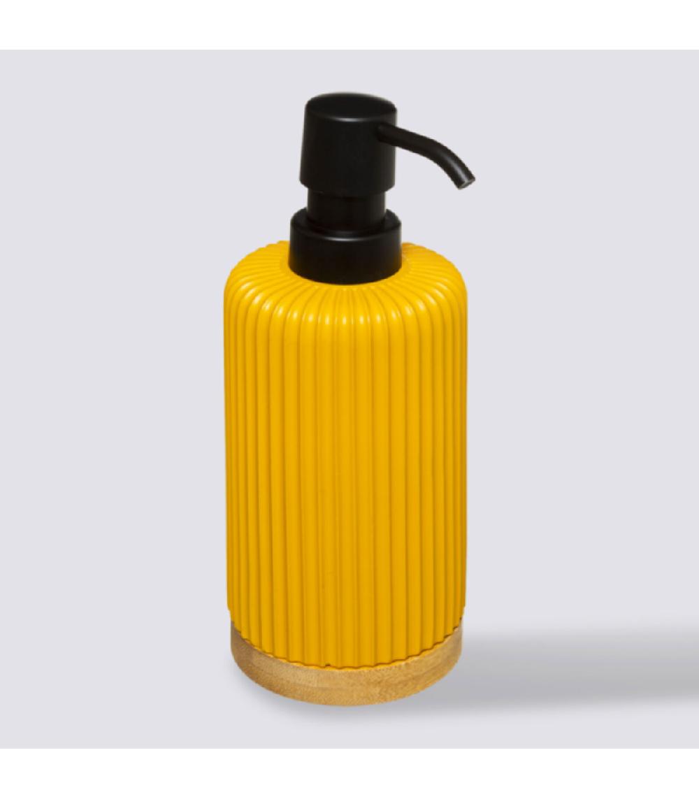 Wadiga Distributeur De Savon Jaune Et Bambou - 7x18cm