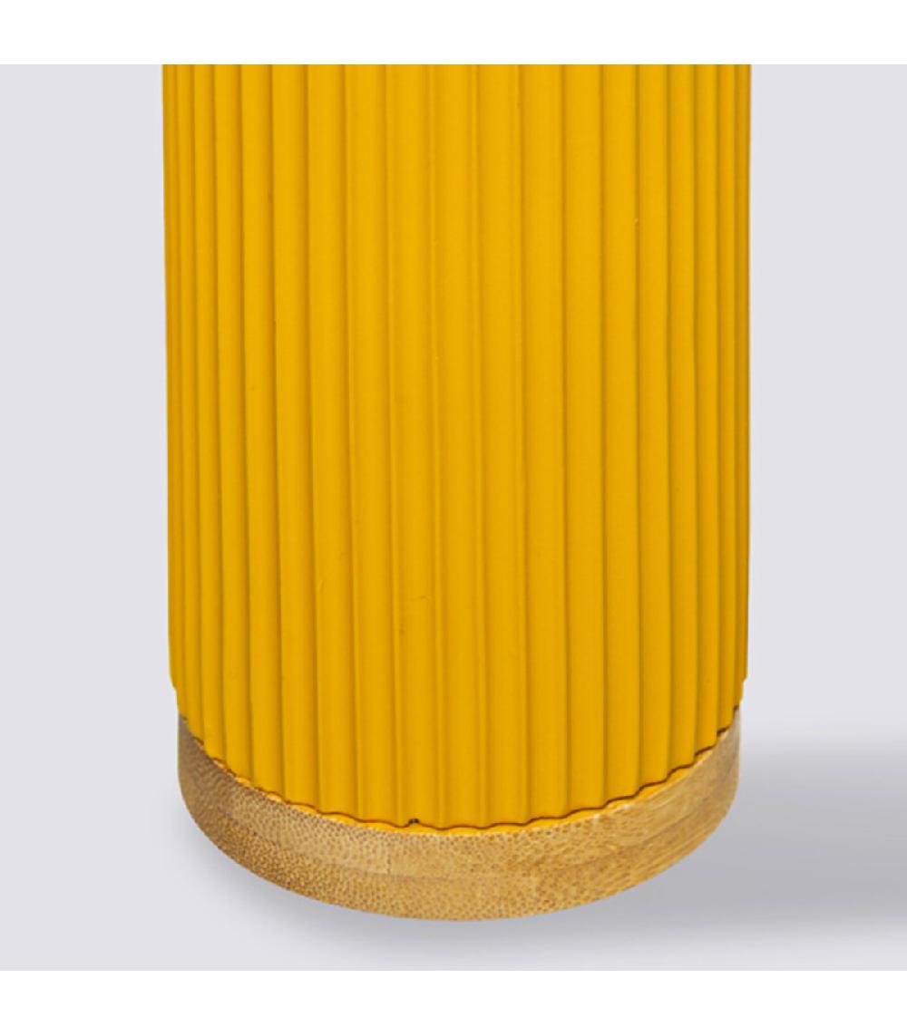 Wadiga Distributeur De Savon Jaune Et Bambou - 7x18cm