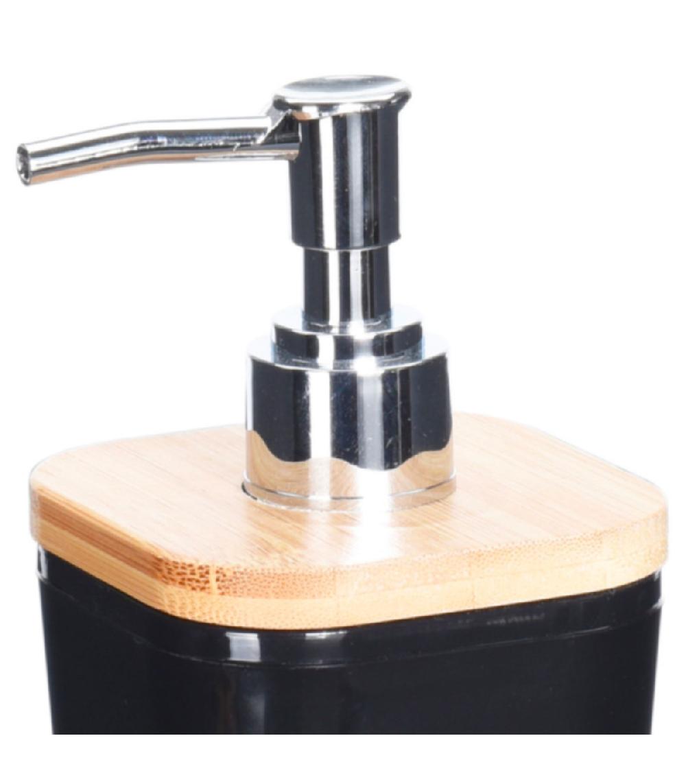 Wadiga Distributeur De Savon Noir Et Bambou - 7.5x7.5x17.5cm