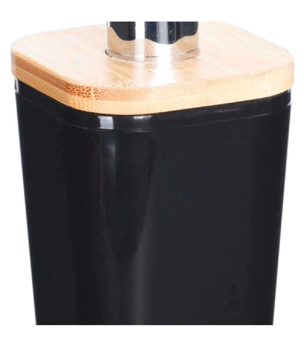 Wadiga Distributeur De Savon Noir Et Bambou - 7.5x7.5x17.5cm