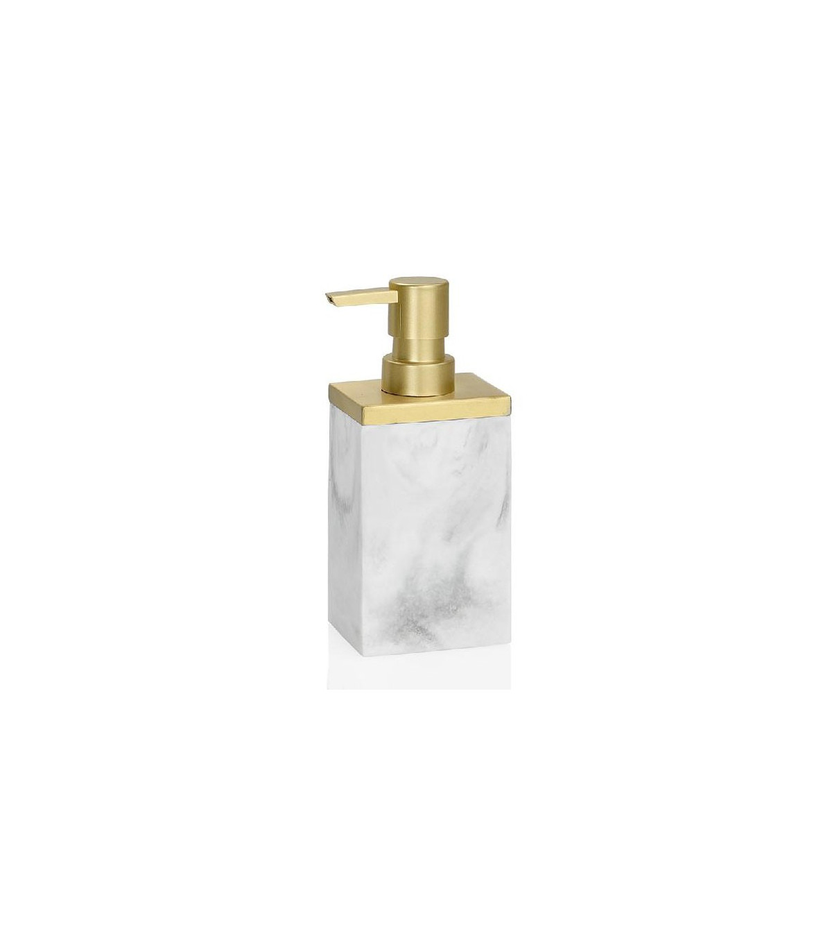 wadiga Distributeur de Savon Rectangulaire Résine Effet Marbre Blanc et Métal Doré