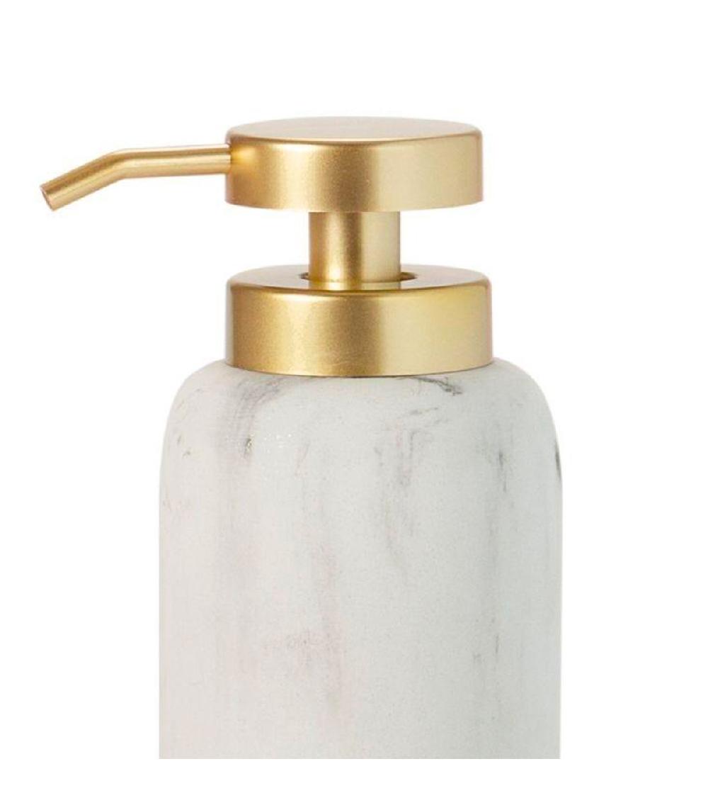 Wadiga Distributeur De Savon Résine Effet Marbre Blanc Et Doré