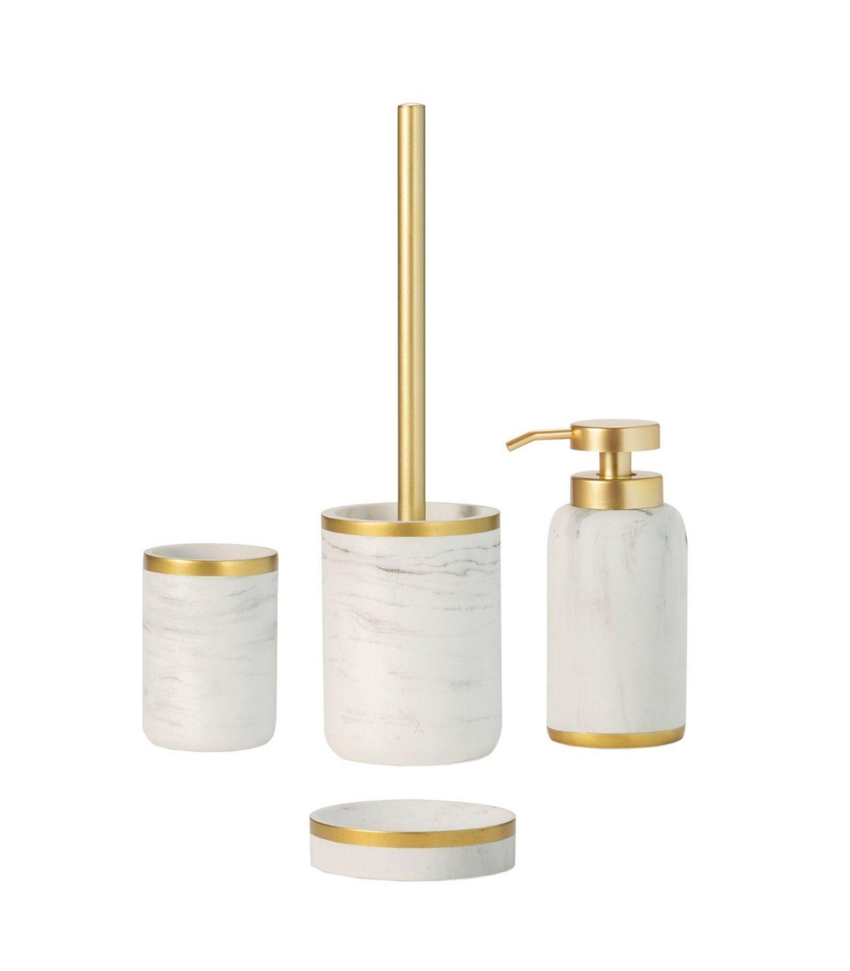 Wadiga Distributeur De Savon Résine Effet Marbre Blanc Et Doré