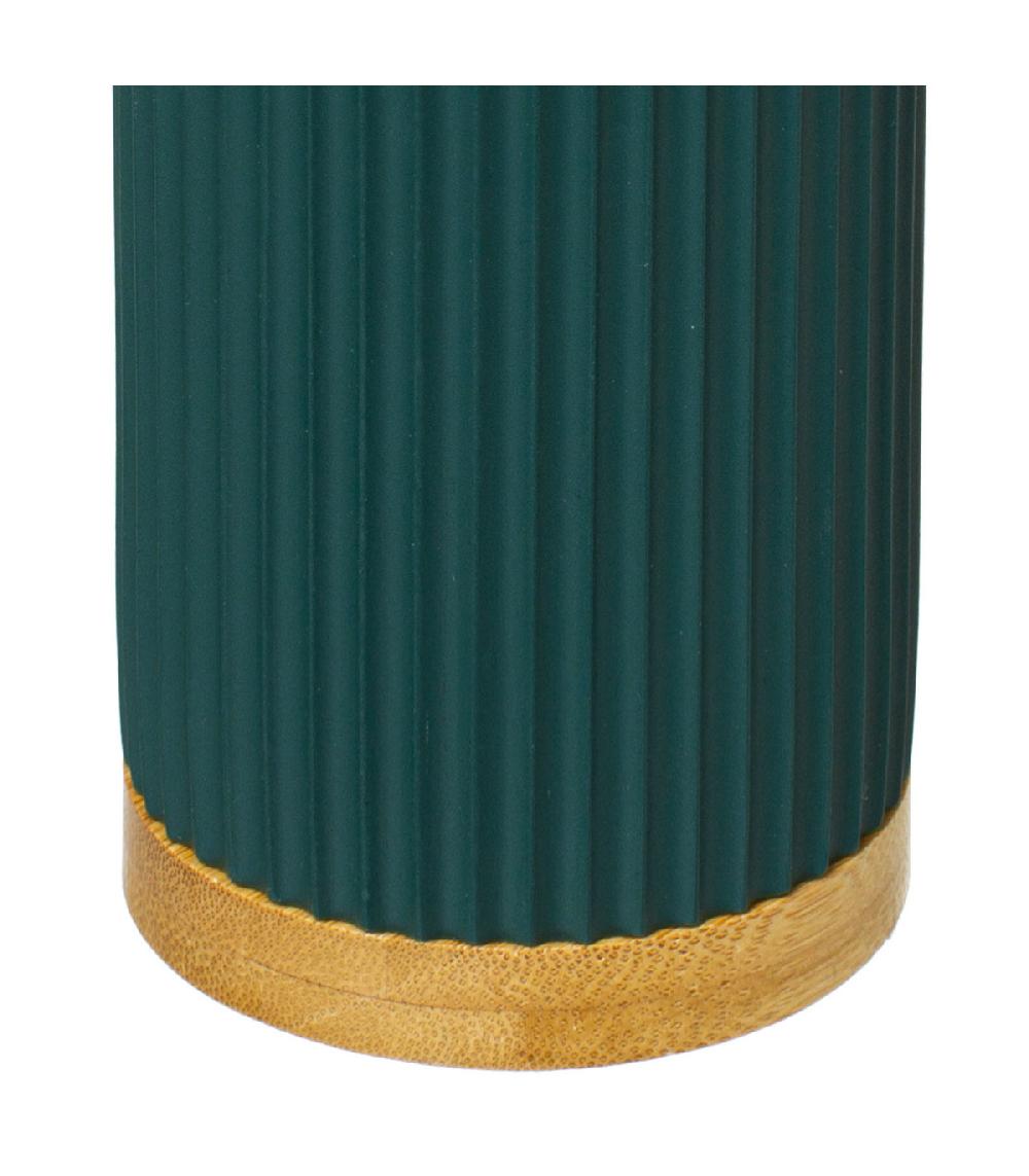 Wadiga Distributeur De Savon Vert Pétrole Et Bambou - 7x18cm
