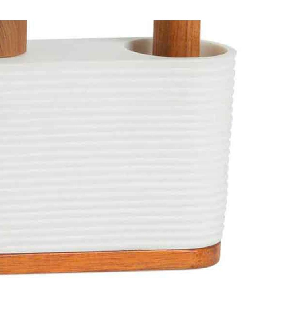 Wadiga Distributeur Liquide Vaisselle + Brosse Polypropylène Blanc Et Acacia