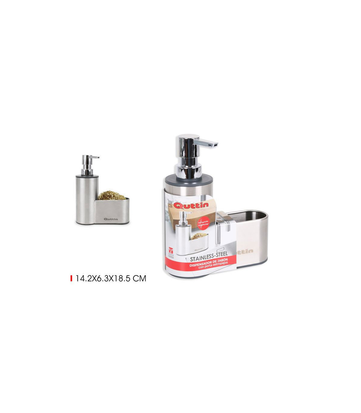 Wadiga Distributeur Liquide Vaisselle Et Porte Éponge En Acier Inoxydable
