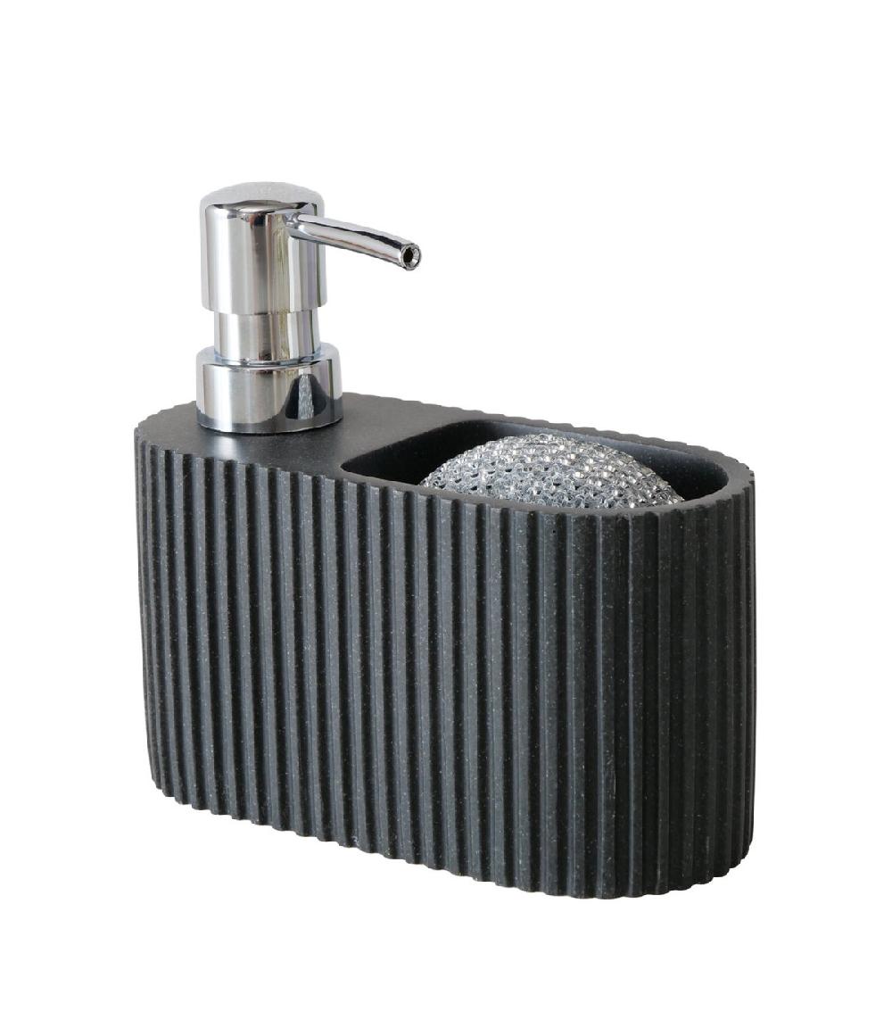 wadiga Distributeur liquide vaisselle + porte éponge résine noire