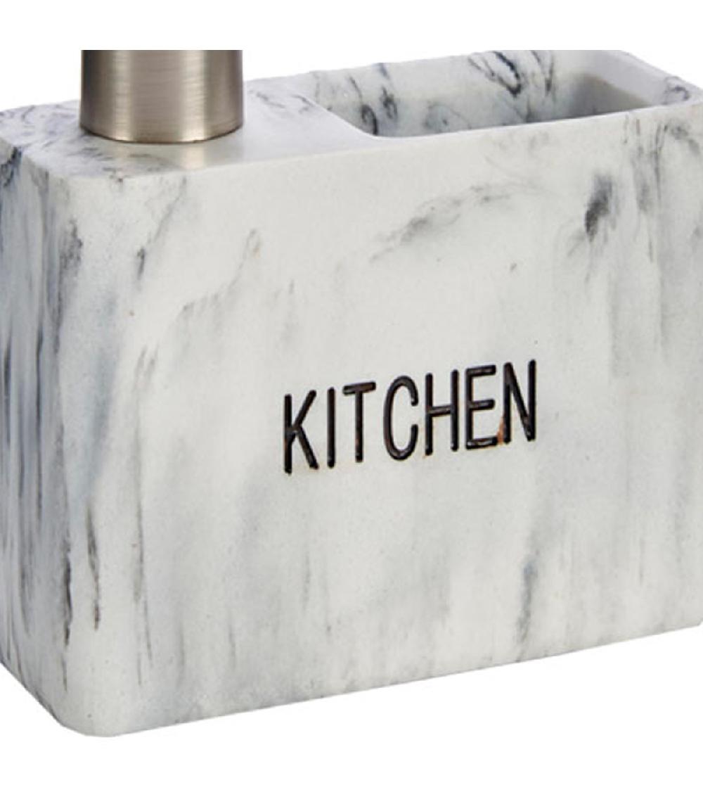 Wadiga Distributeur Liquide Vaisselle + Porte éponges Effet Marbre Kitchen