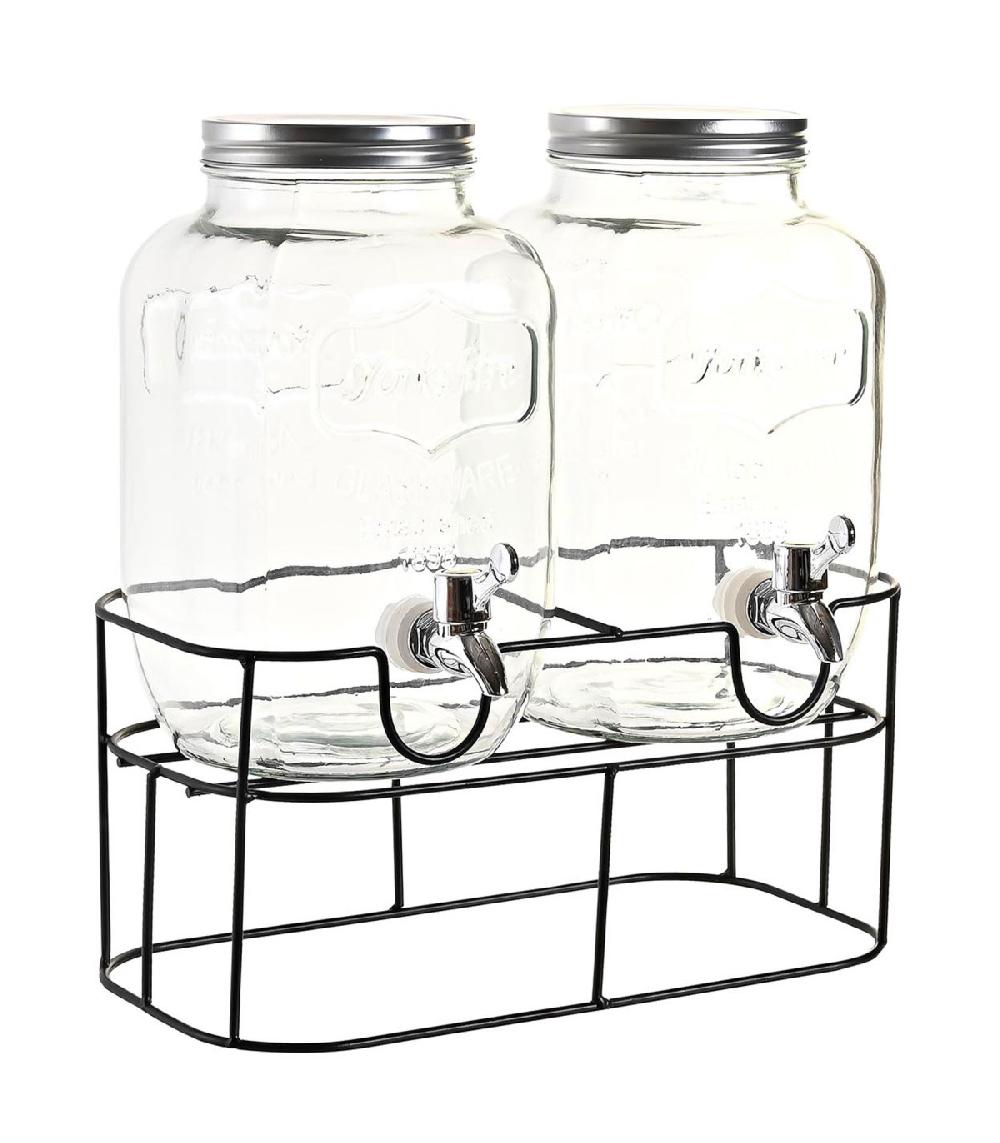 wadiga Double distributeur de boisson en verre bec verseur 2x4L